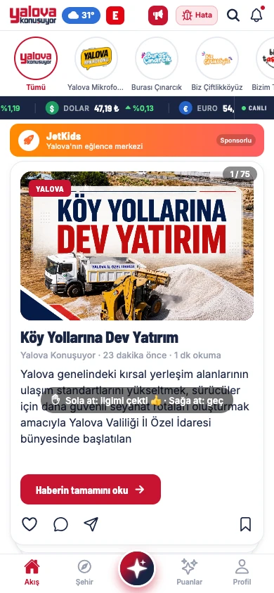 Yalova Konuşuyor Android ekranı
